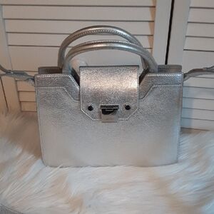 Jimmy Choo Silver Satchel Bag Sleek Design